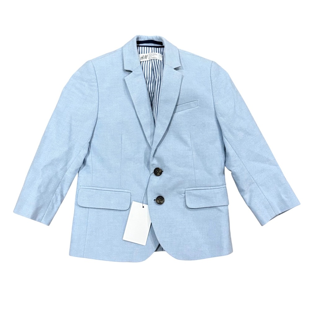 HM Boys Light Blue Cotton Blazer  Jacket NWT Size 2-3Y
